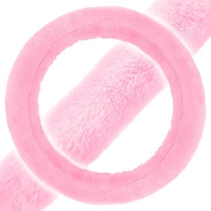 SW-920-PK: FAUX WOOL PLUSH STEERING WHEEL COVER - PINK - BDK USA